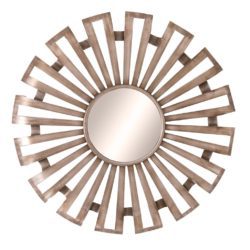 Contemporary Champagne Silver Round Sunburst Wall Mirror