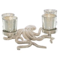 Octopus Tealight Candle Holder with Antique Silver Finish