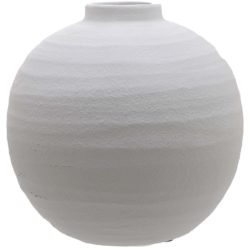 Medium Round Matt White Ceramic Vase