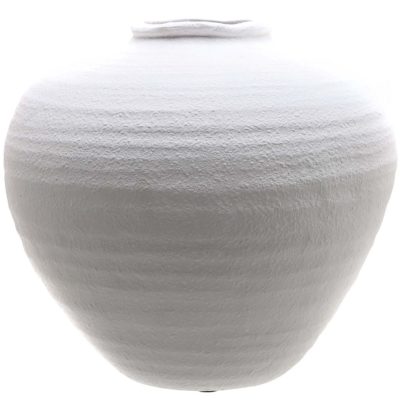 Rustic Round Matt White Ceramic Vase