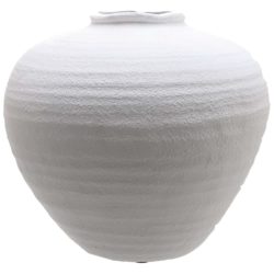 Large Rustic Round Matt White Ceramic Vase