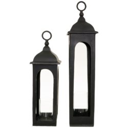 Vintage Style Tall Black Metal Candle Lantern - Choice of Sizes