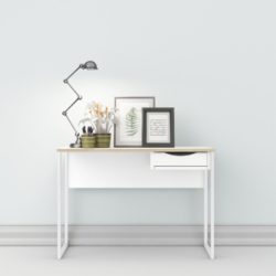 Fulton Modern Writing Desk with Drawer - Black or White with Oak Wood Effect