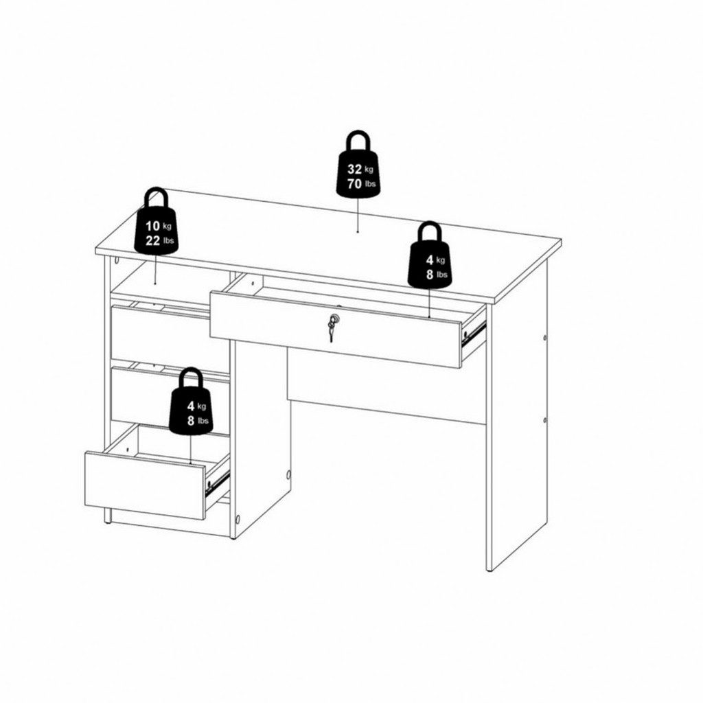 White desk deals with black handles