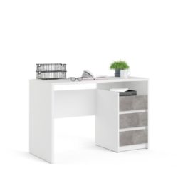 Fulton Modern White Desk with Grey Drawers