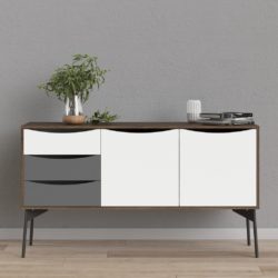 Frantz Modern White Sideboard with Drawers - White & Grey or Walnut & Grey