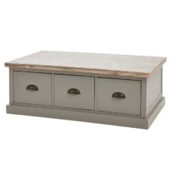 Jack's Barn Large Rustic Grey Wooden Coffee Table with Drawers