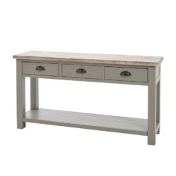 Jack's Barn Large Rustic Wooden Grey Console Table with Drawers