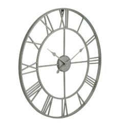 Large Round Silver Skeleton Clock