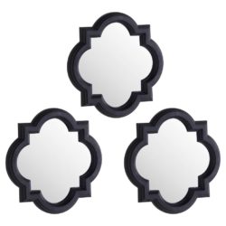 Set of 3 Quatrefoil Mirrors with Dark Grey Frames