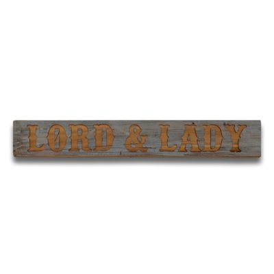 Rustic Wooden Lord & Lady Plaque with Grey Wash