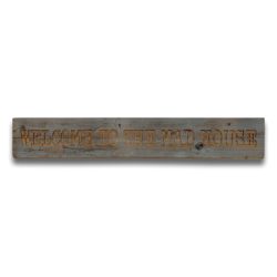 Large Rustic Wooden Mad House Quote Plaque with Grey Wash