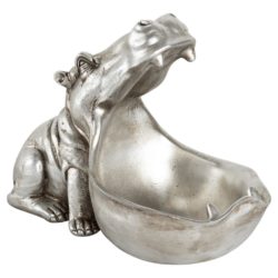 Humphrey The Hippo Ornament Trinket Dish with Vintage Silver Finish