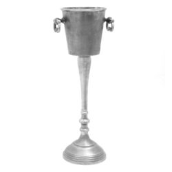 Floor Standing Silver Champagne Wine Cooler with Cast Iron Finish