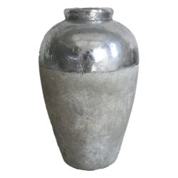 Dipped Large Silver Vase with a Rustic Finish