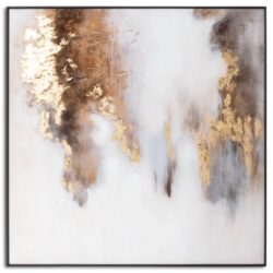 Large Abstract Glass Wall Art in Gold & White