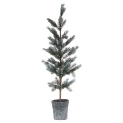 Faux Christmas Fir Tree in Grey Stone Effect Pot