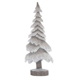 Snowy Pine Tree Ornament in Carved Wood Effect - Choice of Sizes