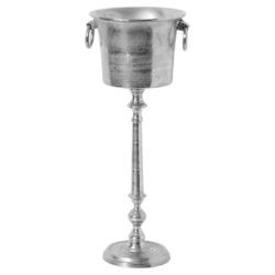 Silver Champagne Wine Cooler with Stand & Cast Iron Finish