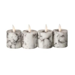 Luxury Collection White Marbled LED Tealight Votive Candles - Set of 4