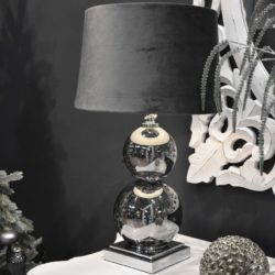 Decorative Metallic Table Lamp with Black Velvet Shade
