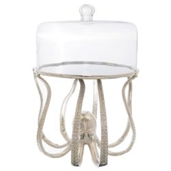 Silver Octopus Cake Stand with Glass Cloche