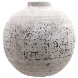 Sphere Grey Stone Vase with a Rustic Finish - Choice of Sizes
