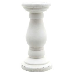 Vintage Style White Ceramic Candlestick with Stone Effect - Choice of Sizes