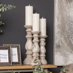 Vintage Style Natural Stone Candlestick - Choice of Sizes