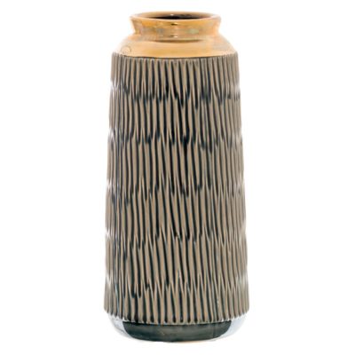 Morpheus Decorative Ceramic Tall Gold Vase with a Textured Finish