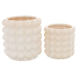 Decorative Ceramic Cream Plant Pot Vase with Corn Design - Choice of Sizes