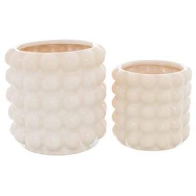 Decorative Ceramic Cream Plant Pot Vase with Corn Design - Choice of Sizes