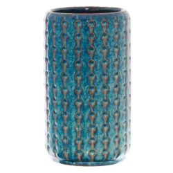 Decorative Tall Patterned Vase in Cerulean Blue