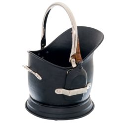 Black Coal Bucket with Silver Handle & Matching Shovel