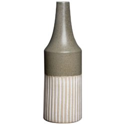 Marseilles Collection Tall Grey Bottle Vase with Decorative Dipped Design