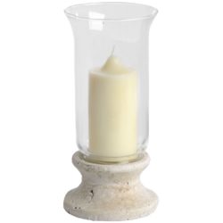 Vintage Style Stone & Glass Storm Lamp Candle Holder