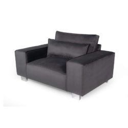 Boden Modern Large Grey Armchair in Charcoal Grey Velvet