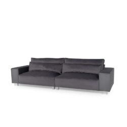 Boden Modern Large 4 Seater Sofa in Charcoal Grey Velvet