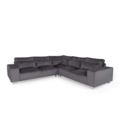 Boden Modern Large Corner Sofa Group in Charcoal Grey Velvet