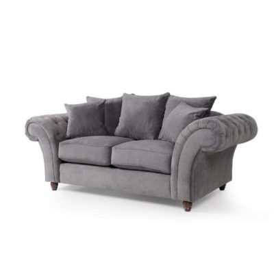 Josie Chesterfield Style 2 Seater Sofa in Shark Grey Fabric