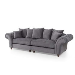 Josie Chesterfield Style 3 Seater Sofa in Shark Grey Fabric