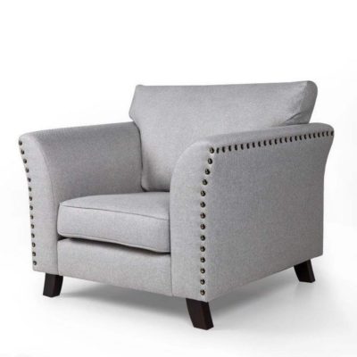 Calem Modern Grey Armchair in Smoke Grey with Stud Detail