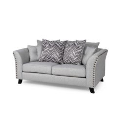 Calem Modern Grey 2 Seater Sofa in Smoke Grey with Cushion Back & Stud Detail