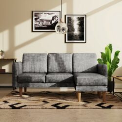 Vagner Modern Luxury Chaise 3 Seater Grey Sofa