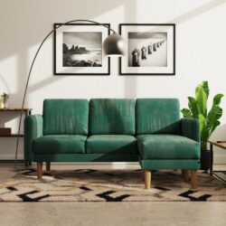 Vagner Modern Luxury Corner 3 Seater Green Sofa