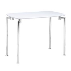 Flinton Modern White Gloss Console Table with Silver Metal Legs