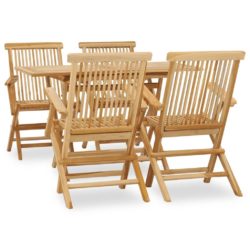Solid Teak Wooden Folding Garden Dining Set with 4 Chairs