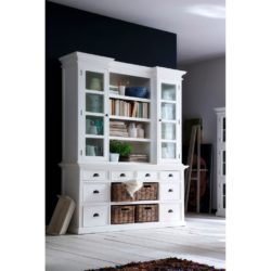 Halifax Extra Large White Kitchen Dresser with Baskets in Mahogany