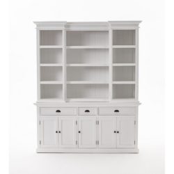 Halifax Extra Large White Kitchen Dresser Cabinet in Mahogany Wood