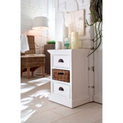 Halifax Classic White Bedside Cabinet with Drawers and Basket